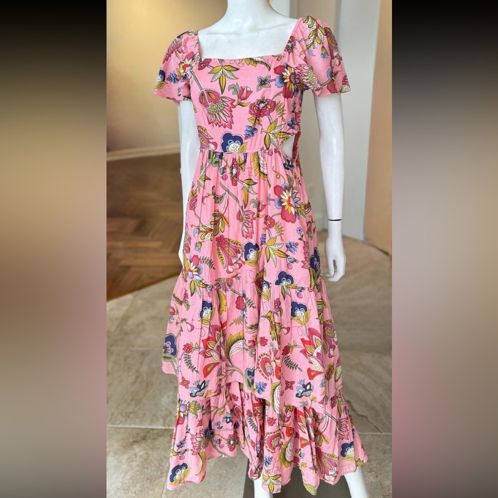 THML - Floral Pink Tiered Maxi Dress